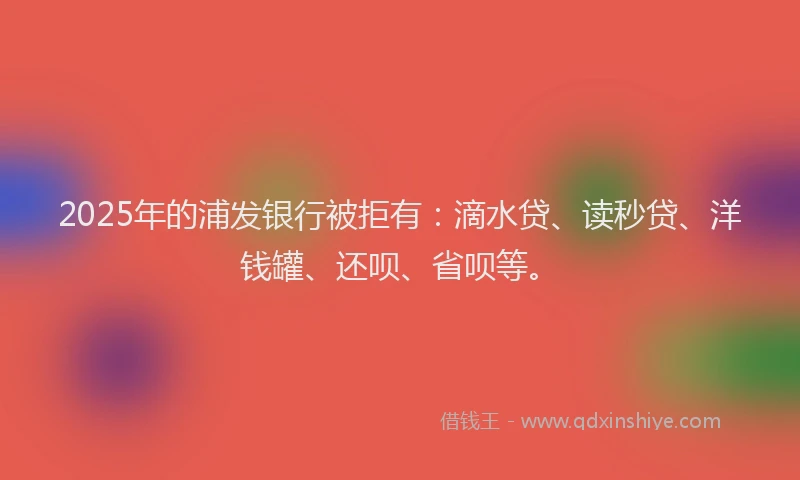 2025年的浦发银行被拒有：滴水贷、读秒贷、洋钱罐、还呗、省呗等。