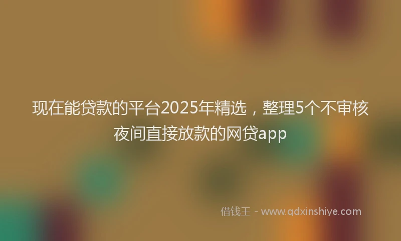 现在能贷款的平台2025年精选，整理5个不审核夜间直接放款的网贷app