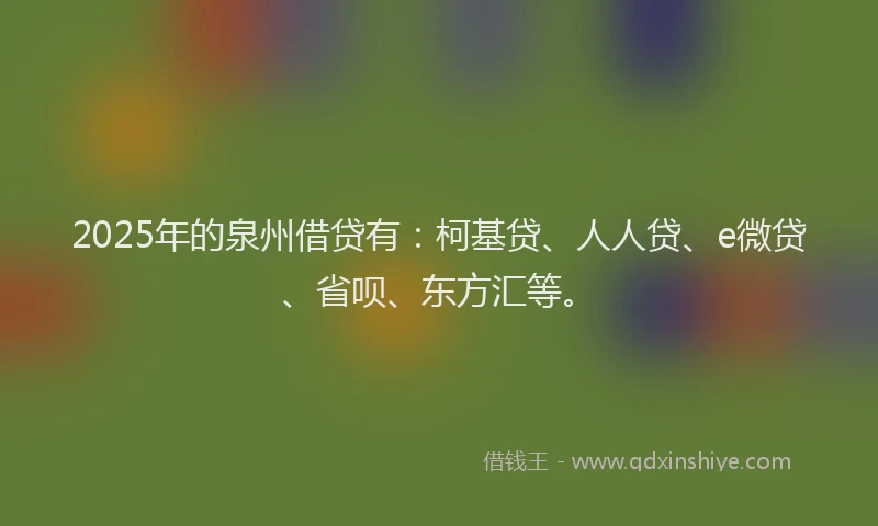 2025年的泉州借贷有：柯基贷、人人贷、e微贷、省呗、东方汇等。