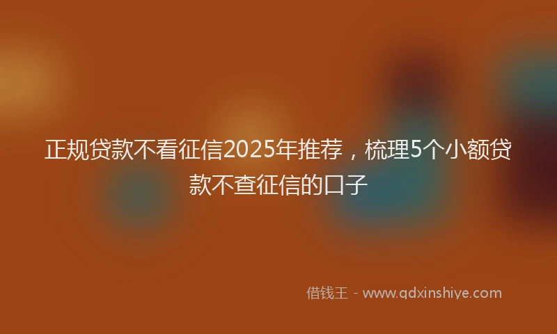 正规贷款不看征信2025年推荐，梳理5个小额贷款不查征信的口子