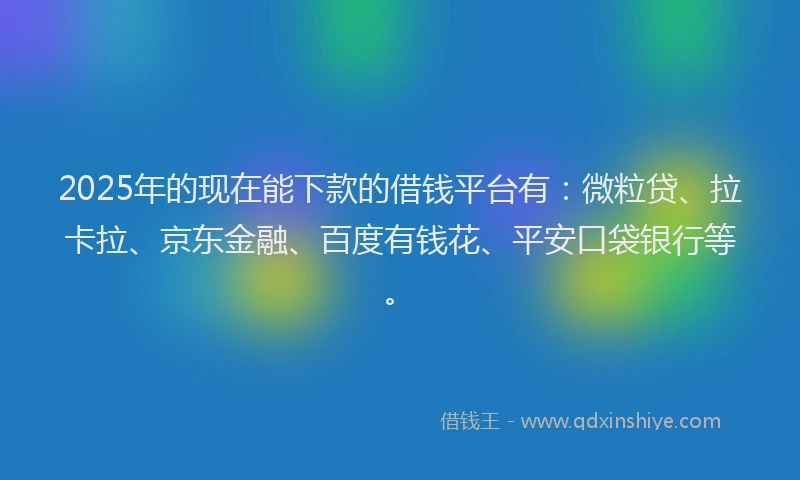 2025年的现在能下款的借钱平台有：微粒贷、拉卡拉、京东金融、百度有钱花、平安口袋银行等。