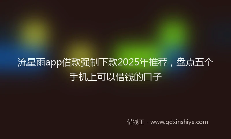 流星雨app借款强制下款2025年推荐，盘点五个手机上可以借钱的口子