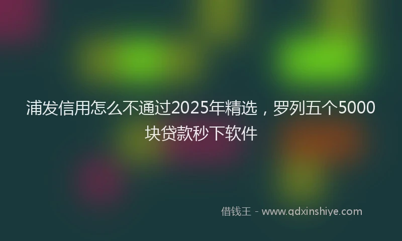 浦发信用怎么不通过2025年精选，罗列五个5000块贷款秒下软件