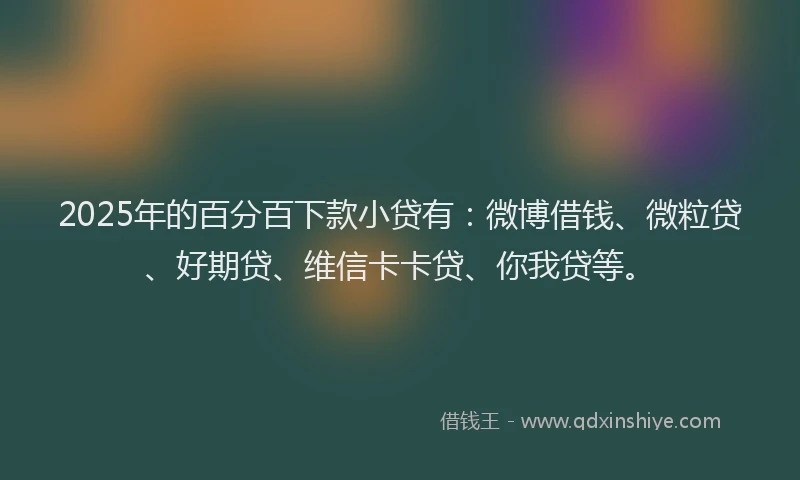 2025年的百分百下款小贷有：微博借钱、微粒贷、好期贷、维信卡卡贷、你我贷等。