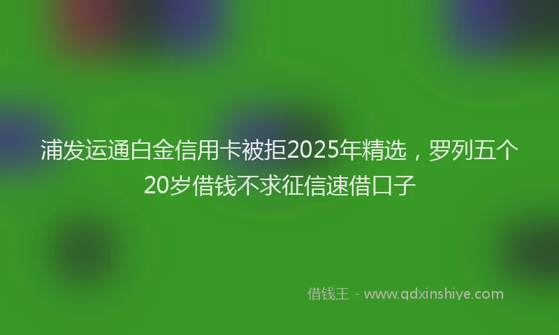 浦发运通白金信用卡被拒2025年精选，罗列五个20岁借钱不求征信速借口子