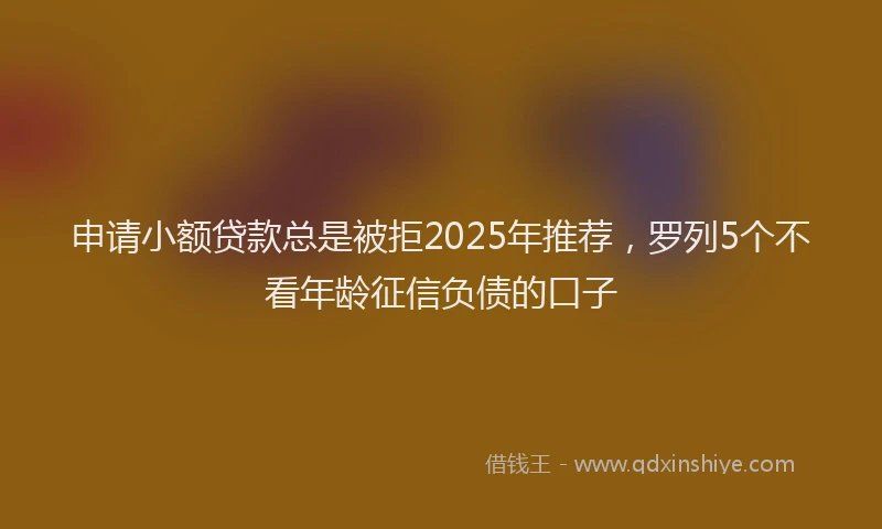 申请小额贷款总是被拒2025年推荐，罗列5个不看年龄征信负债的口子