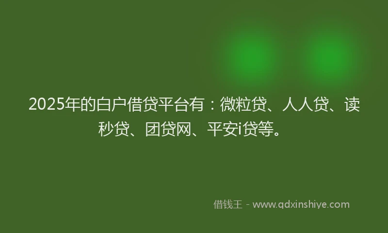 2025年的白户借贷平台有：微粒贷、人人贷、读秒贷、团贷网、平安i贷等。