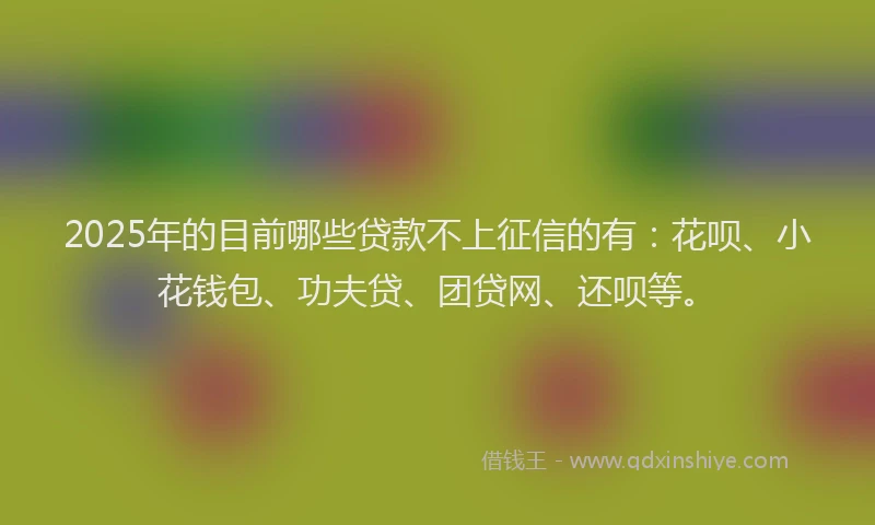 2025年的目前哪些贷款不上征信的有：花呗、小花钱包、功夫贷、团贷网、还呗等。