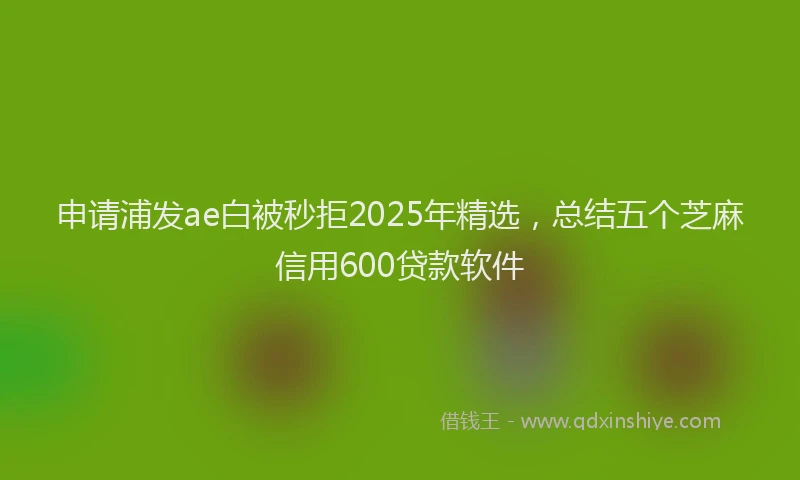 申请浦发ae白被秒拒2025年精选，总结五个芝麻信用600贷款软件