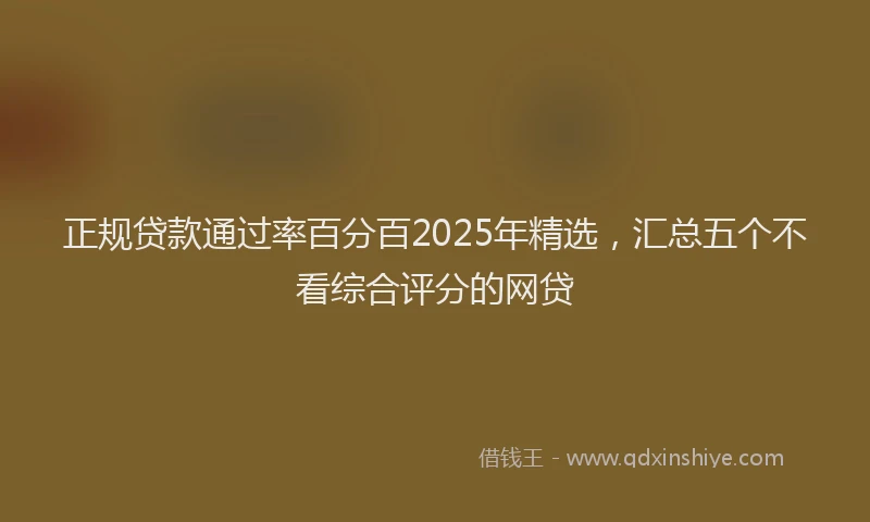 正规贷款通过率百分百2025年精选，汇总五个不看综合评分的网贷