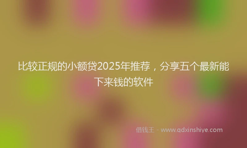 比较正规的小额贷2025年推荐，分享五个最新能下来钱的软件