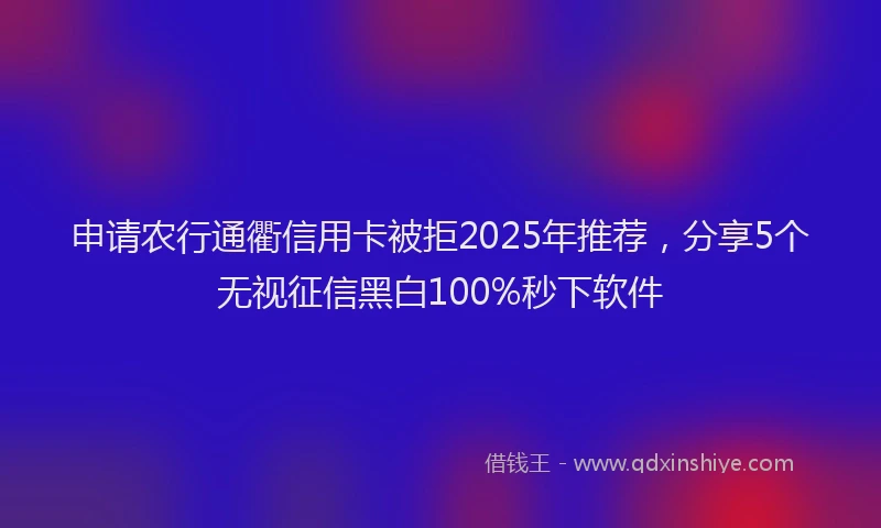 申请农行通衢信用卡被拒2025年推荐，分享5个无视征信黑白100%秒下软件
