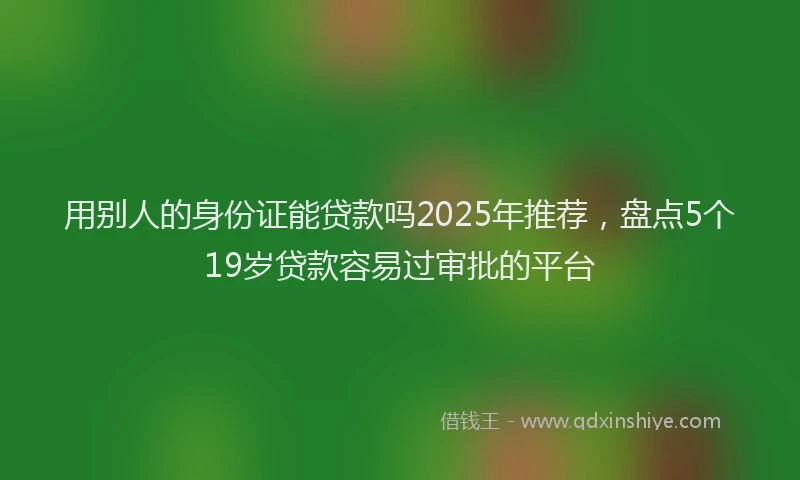 用别人的身份证能贷款吗2025年推荐，盘点5个19岁贷款容易过审批的平台