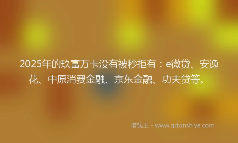 2025年的玖富万卡没有被秒拒有：e微贷、安逸花、中原消费金融、京东金融、功夫贷等。