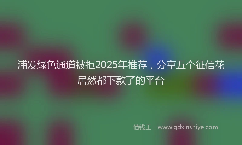浦发绿色通道被拒2025年推荐，分享五个征信花居然都下款了的平台