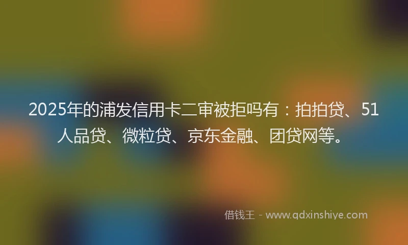 2025年的浦发信用卡二审被拒吗有：拍拍贷、51人品贷、微粒贷、京东金融、团贷网等。