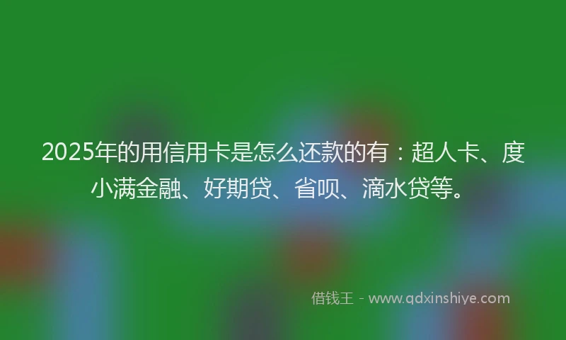 2025年的用信用卡是怎么还款的有：超人卡、度小满金融、好期贷、省呗、滴水贷等。