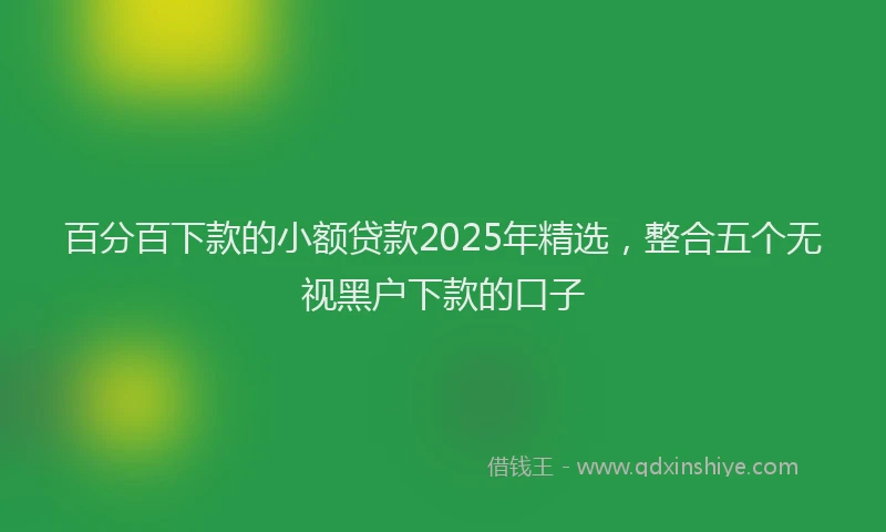 百分百下款的小额贷款2025年精选，整合五个无视黑户下款的口子