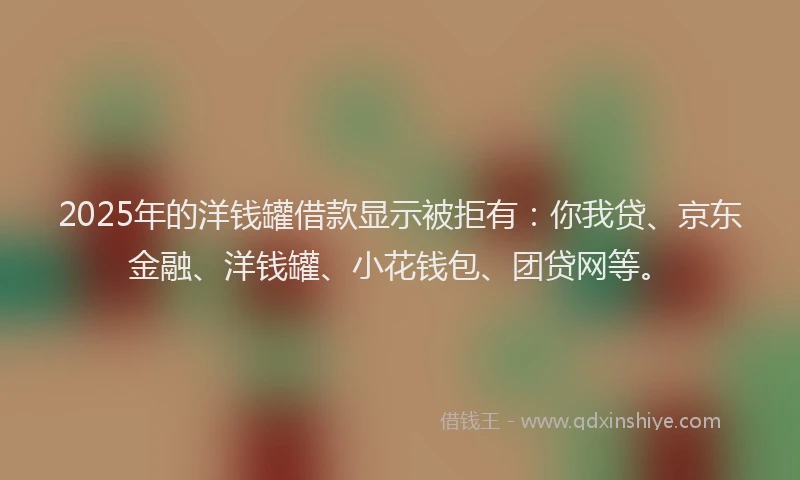 2025年的洋钱罐借款显示被拒有：你我贷、京东金融、洋钱罐、小花钱包、团贷网等。