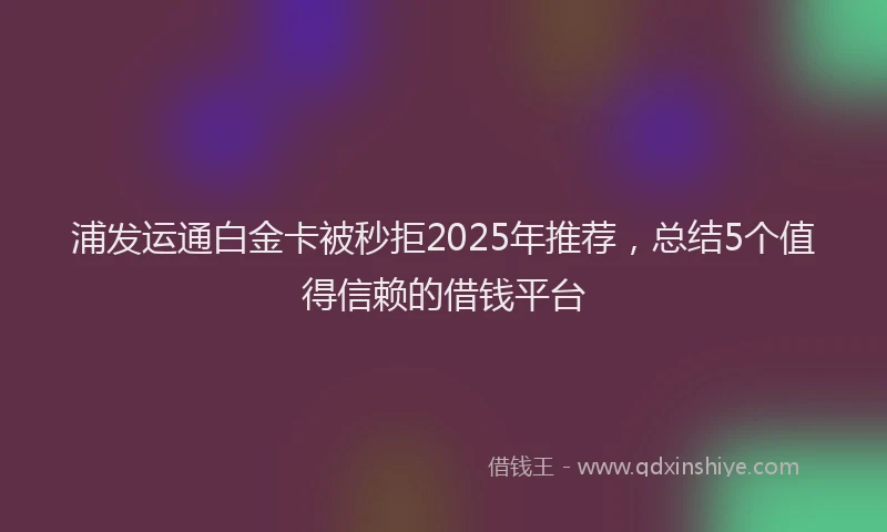 浦发运通白金卡被秒拒2025年推荐，总结5个值得信赖的借钱平台
