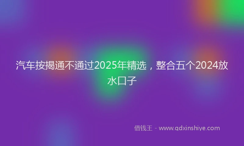 汽车按揭通不通过2025年精选，整合五个2024放水口子