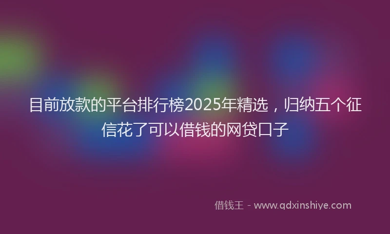 目前放款的平台排行榜2025年精选，归纳五个征信花了可以借钱的网贷口子