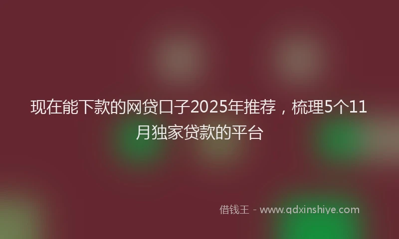 现在能下款的网贷口子2025年推荐，梳理5个11月独家贷款的平台