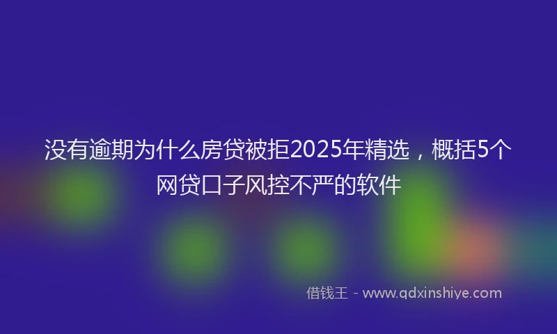 没有逾期为什么房贷被拒2025年精选，概括5个网贷口子风控不严的软件