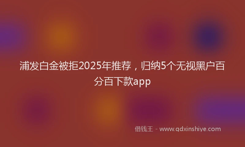 浦发白金被拒2025年推荐，归纳5个无视黑户百分百下款app