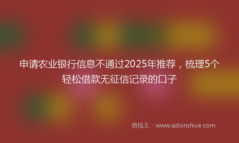 申请农业银行信息不通过2025年推荐，梳理5个轻松借款无征信记录的口子