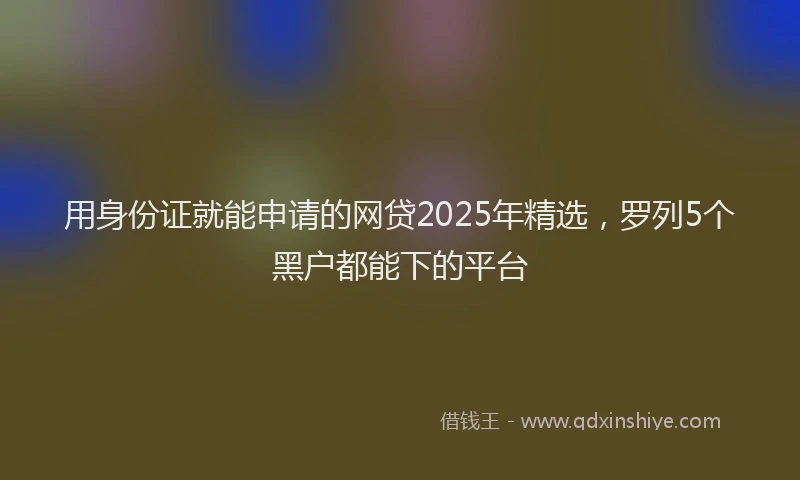 用身份证就能申请的网贷2025年精选，罗列5个黑户都能下的平台