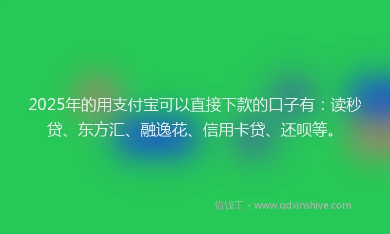 2025年的用支付宝可以直接下款的口子有：读秒贷、东方汇、融逸花、信用卡贷、还呗等。