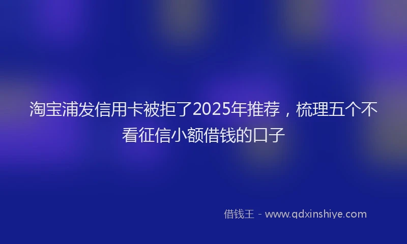 淘宝浦发信用卡被拒了2025年推荐，梳理五个不看征信小额借钱的口子