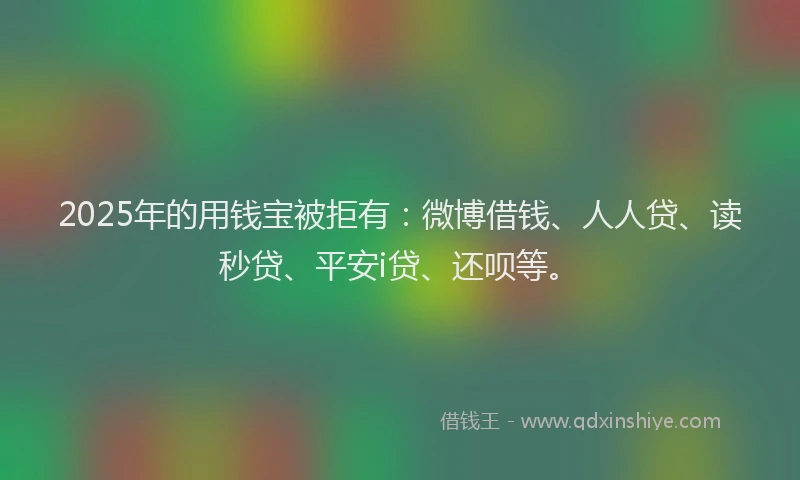 2025年的用钱宝被拒有：微博借钱、人人贷、读秒贷、平安i贷、还呗等。