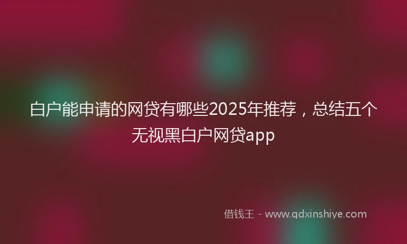 白户能申请的网贷有哪些2025年推荐，总结五个无视黑白户网贷app