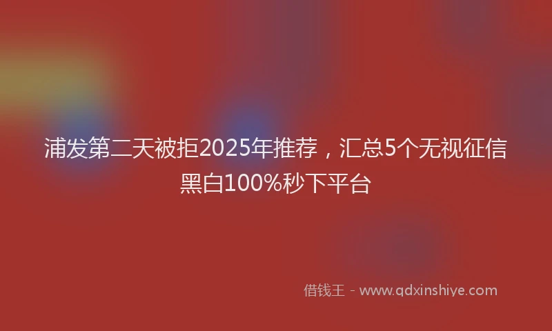 浦发第二天被拒2025年推荐，汇总5个无视征信黑白100%秒下平台
