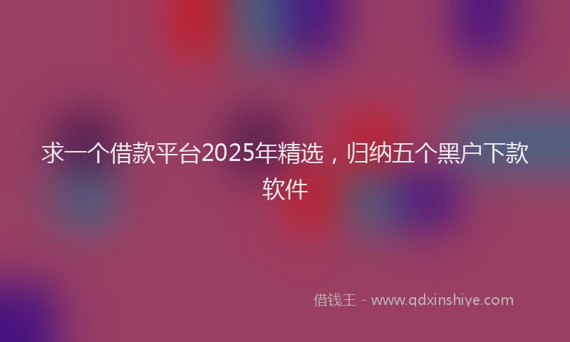 求一个借款平台2025年精选，归纳五个黑户下款软件