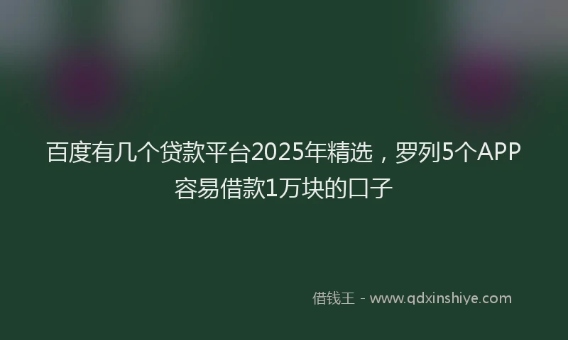 百度有几个贷款平台2025年精选，罗列5个APP容易借款1万块的口子