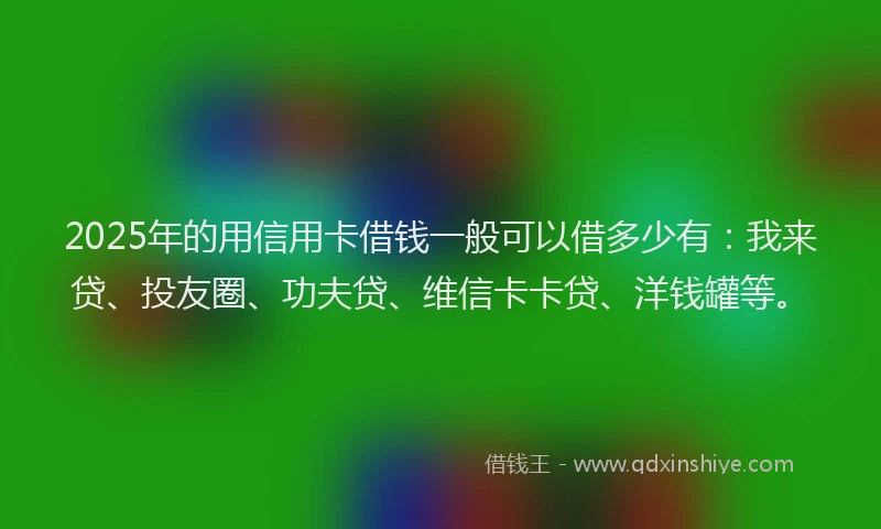 2025年的用信用卡借钱一般可以借多少有：我来贷、投友圈、功夫贷、维信卡卡贷、洋钱罐等。