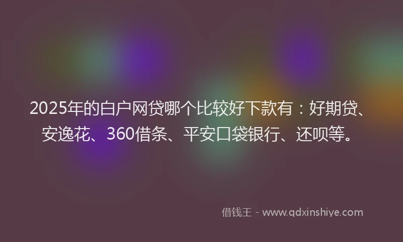 2025年的白户网贷哪个比较好下款有：好期贷、安逸花、360借条、平安口袋银行、还呗等。