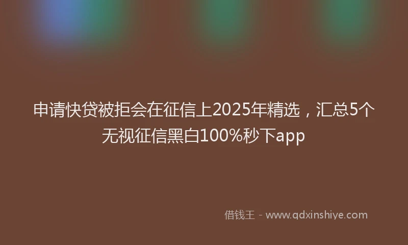 申请快贷被拒会在征信上2025年精选，汇总5个无视征信黑白100%秒下app