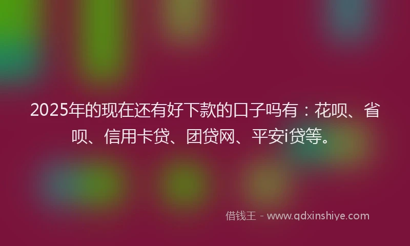 2025年的现在还有好下款的口子吗有：花呗、省呗、信用卡贷、团贷网、平安i贷等。