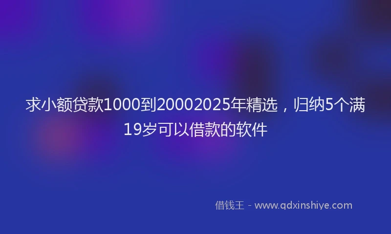 求小额贷款1000到20002025年精选，归纳5个满19岁可以借款的软件