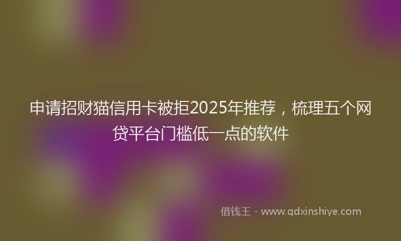 申请招财猫信用卡被拒2025年推荐，梳理五个网贷平台门槛低一点的软件