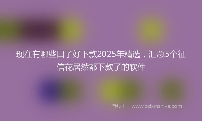 现在有哪些口子好下款2025年精选，汇总5个征信花居然都下款了的软件