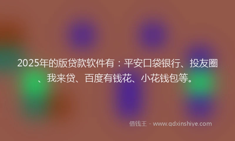 2025年的版贷款软件有：平安口袋银行、投友圈、我来贷、百度有钱花、小花钱包等。
