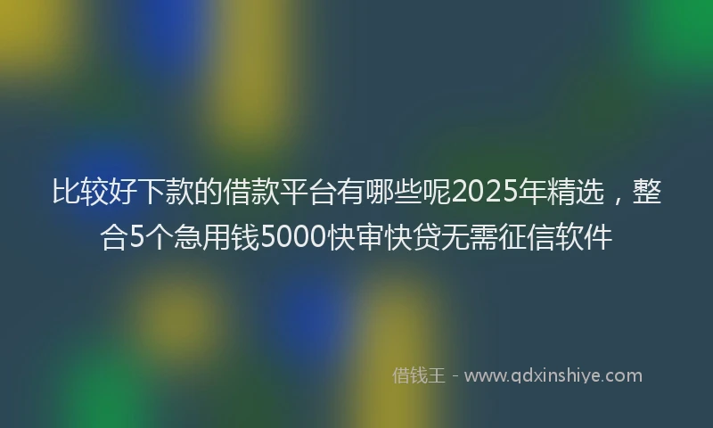 比较好下款的借款平台有哪些呢2025年精选，整合5个急用钱5000快审快贷无需征信软件
