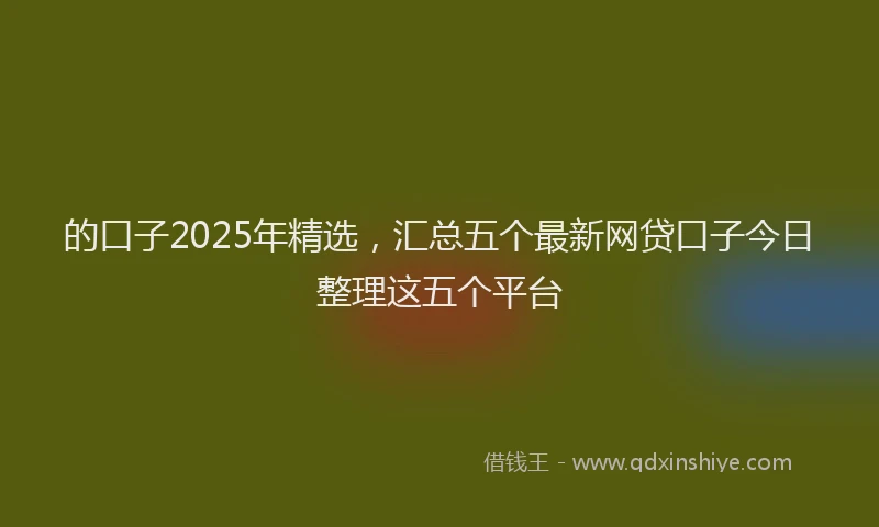的口子2025年精选，汇总五个最新网贷口子今日整理这五个平台