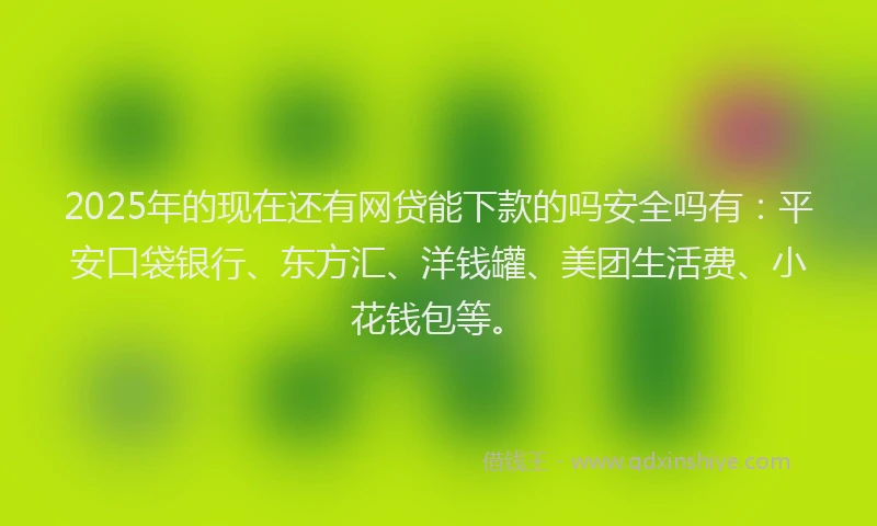 2025年的现在还有网贷能下款的吗安全吗有：平安口袋银行、东方汇、洋钱罐、美团生活费、小花钱包等。