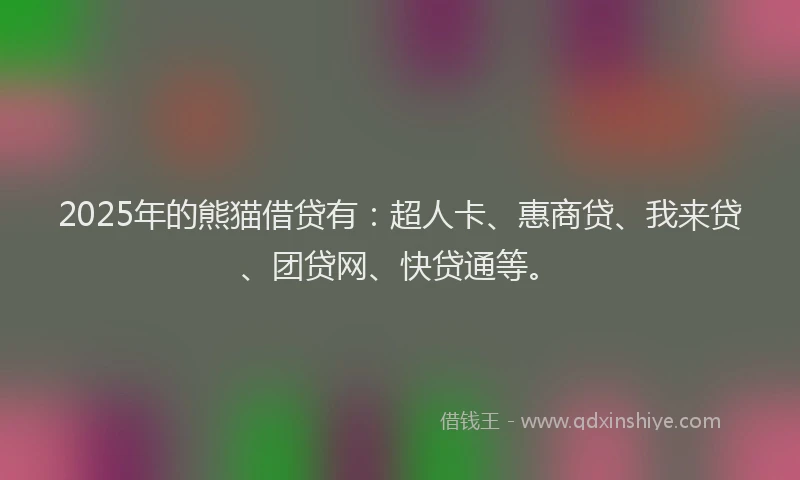 2025年的熊猫借贷有：超人卡、惠商贷、我来贷、团贷网、快贷通等。
